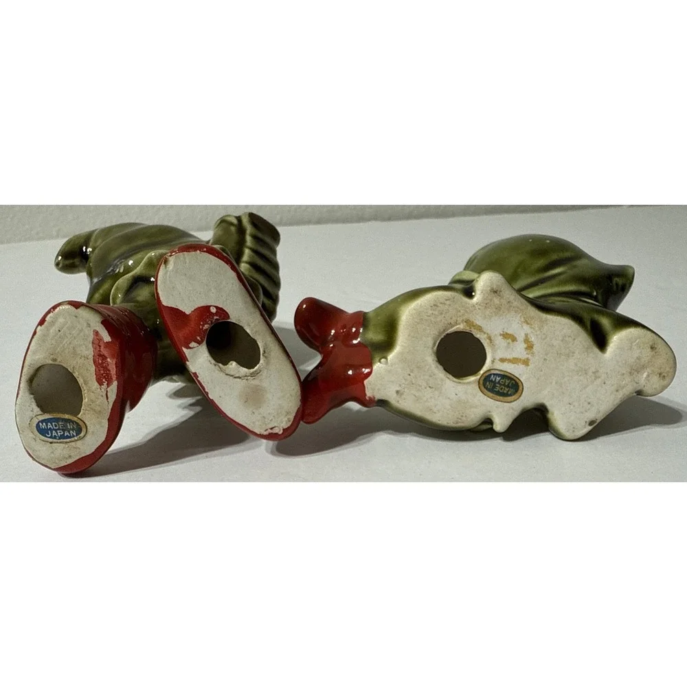 Vtg 2 Pc. Ceramic Pixie Santa Elf Music Christmas‎ Handpainted Figurine Japan 4